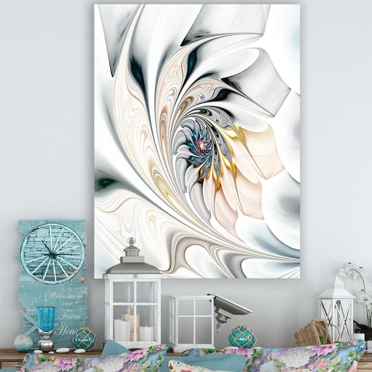 Designart - White Stained Glass Floral Art